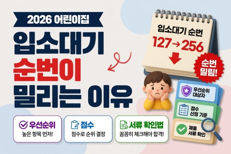 2026 어린이집 입소대기 순번이 밀리는 이유: 우선순위·점수·서류 확인법