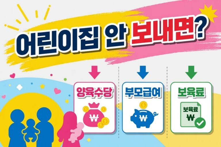 어린이집 미이용 시 양육수당·부모급여·보육료 차이