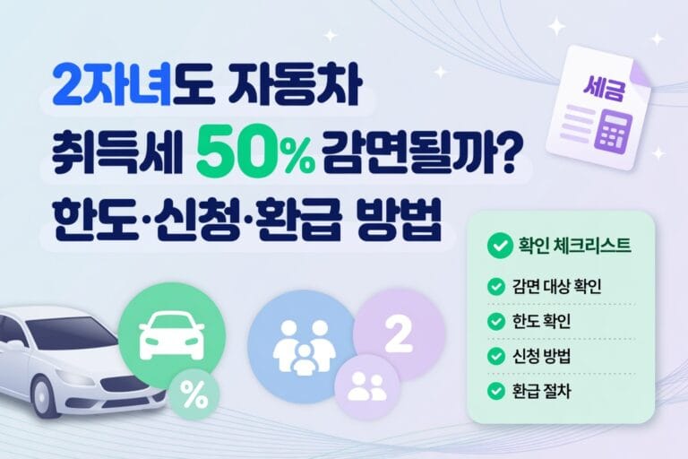 2자녀도 자동차 취득세 50% 감면될까? 한도·신청·환급 방법